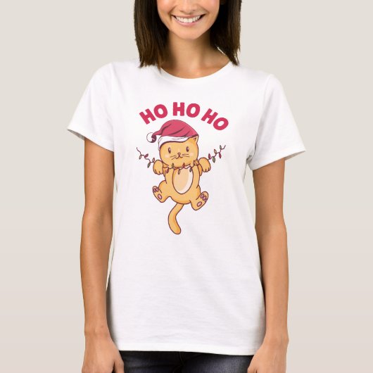 Christmas Cat Ho Ho Ho T-Shirt (Vorderseite)