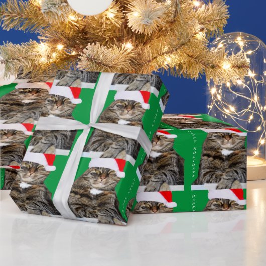 Christmas Cat Humbug Foto mit Weihnachtsmannmütze Geschenkpapier (Feiertage)