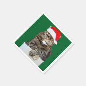 Christmas Cat Humbug Foto mit Weihnachtsmannmütze Serviette (Ecke)