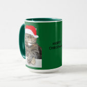Christmas Cat Humbug Foto mit Weihnachtsmannmütze Tasse (Vorderseite Links)