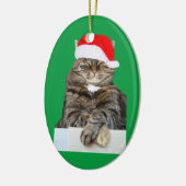 Christmas Cat Humbug Foto von oval Ornament (Links)