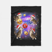 Christmas Cat In Space Meowy Xmas Ornaments Kitty Fleecedecke (Vorderseite)