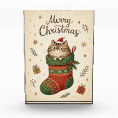 Christmas Cat in Stocking Fotoblock (Vorderseite)