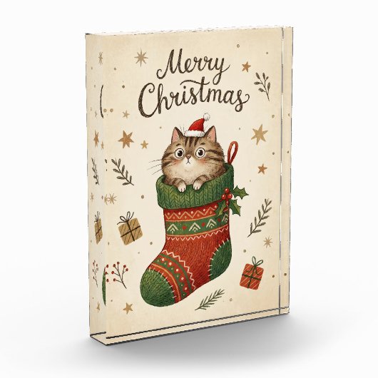 Christmas Cat in Stocking Fotoblock (Links)