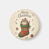 Christmas Cat in Stocking Magnet (Vorne)