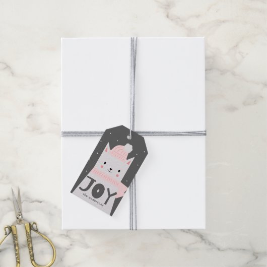 Christmas Cat JOY Custom Geschenkanhänger (Mit Garn)