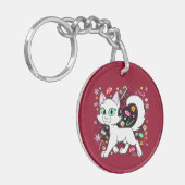 Christmas Cat Keychain (Red) Schlüsselanhänger (Vorderseite links)