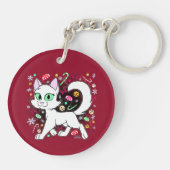 Christmas Cat Keychain (Red) Schlüsselanhänger (Rückseite)