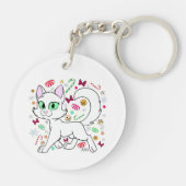 Christmas Cat Keychain (White) Schlüsselanhänger (Rückseite)