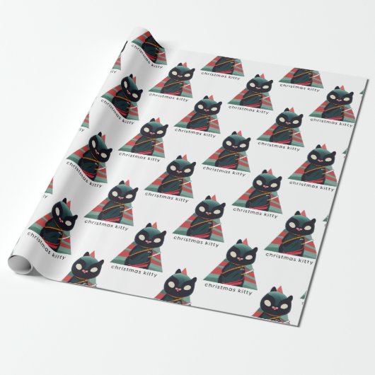 Christmas Cat Kitty Wrapper Geschenkpapier (Ungerollt)