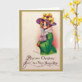 Christmas Cat Lady, Louis Wain Karte (Gelbe Blume)