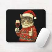 Christmas Cat Likes Cute Cat Drinking Wine With Sa Mousepad (Mit Mouse)