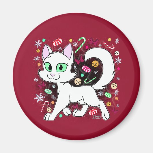 Christmas Cat Magnet (Red) (Vorne)