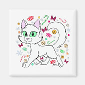 Christmas Cat Magnet (White) (Vorne)