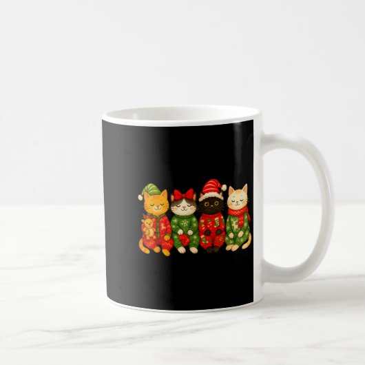 Christmas Cat Matching Family Xmas Pajama Men Wome Kaffeetasse (Rechts)