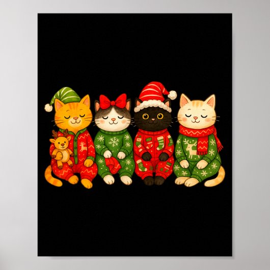 Christmas Cat Matching Family Xmas Pajama Men Wome Poster (Vorne)