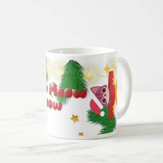 Christmas Cat Meow Kaffeetasse (VorderseiteRechts)