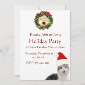 CHRISTMAS CAT MIT SANTA CLAUS HAT FERIENPARTEI EINLADUNG (Rückseite)