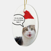 CHRISTMAS CAT MIT SANTA CLAUS HAT KERAMIK ORNAMENT (Links)