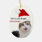 CHRISTMAS CAT MIT SANTA CLAUS HAT KERAMIK ORNAMENT (Hinten)