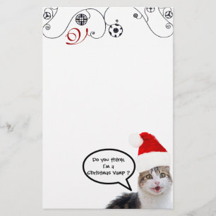 CHRISTMAS CAT MIT SANTA CLAUS HAT Monogramm Briefpapier