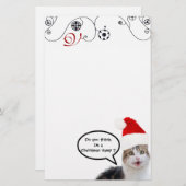 CHRISTMAS CAT MIT SANTA CLAUS HAT Monogramm Briefpapier (Vorne/Hinten)