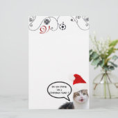 CHRISTMAS CAT MIT SANTA CLAUS HAT Monogramm Briefpapier (Stehend Vorderseite)