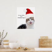 CHRISTMAS CAT MIT SANTA CLAUS HAT POSTER (Küche)