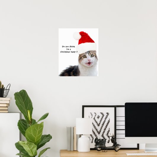 CHRISTMAS CAT MIT SANTA CLAUS HAT POSTER (Heimbüro)