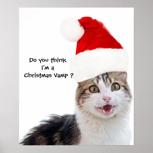 CHRISTMAS CAT MIT SANTA CLAUS HAT POSTER (Vorne)