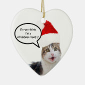 CHRISTMAS CAT MIT SANTA CLAUS HAT RUBY HERZ KERAMIK ORNAMENT (Rechts)