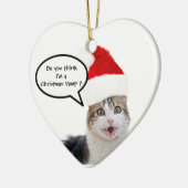 CHRISTMAS CAT MIT SANTA CLAUS HAT RUBY HERZ KERAMIK ORNAMENT (Links)