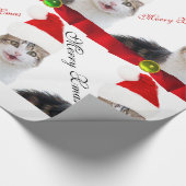 CHRISTMAS CAT MIT SANTA CLAUS HAT UND RED RIBBONS GESCHENKPAPIER (Ecke)