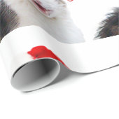 CHRISTMAS CAT MIT SANTA CLAUS HAT UND RED RIBBONS GESCHENKPAPIER (Rolleneckpunkt)