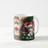 Christmas Cat Mug – Cute Kitty with Santa Hat Kaffeetasse (VorderseiteRechts)