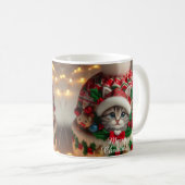 Christmas Cat Mug – Cute Kitty with Santa Hat Kaffeetasse (VorderseiteRechts)