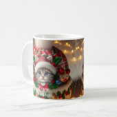 Christmas Cat Mug – Cute Kitty with Santa Hat Kaffeetasse (Vorderseite Links)