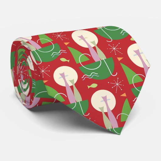 Christmas Cat Necktie Krawatte (Gerollt)