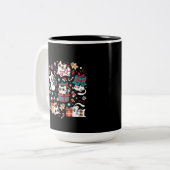 Christmas Cat Party Zweifarbige Tasse (Vorderseite Links)