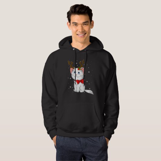 Christmas Cat Reindeer Antlers For Men Women Boys Hoodie (Vorne ganz)