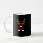 Christmas Cat Reindeer light Buffalo Kariert Pajam Kaffeetasse (Links)