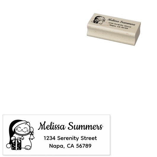 Christmas Cat Return Address Gummistempel (Stempel)