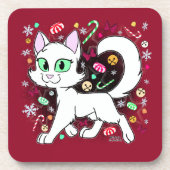 Christmas Cat Round Pillow (Red) Getränkeuntersetzer (Vorderseite)