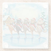Christmas Cat Skaters, Glass Coaster Glasuntersetzer (Rückseite)
