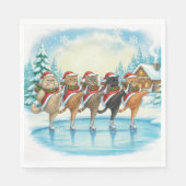 Christmas Cat Skaters, Napkins Serviette (Vorderseite)