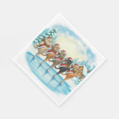 Christmas Cat Skaters, Napkins Serviette (Ecke)