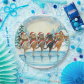 Christmas Cat Skaters, Paper Plate Pappteller (Party)