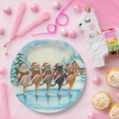 Christmas Cat Skaters, Paper Plate Pappteller (Party)