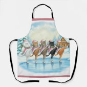 Christmas Cat Skaters Pink, Apron Schürze (Vorderseite)