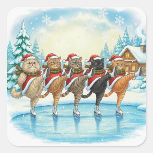 Christmas Cat Skaters, Stickers (Vorderseite)